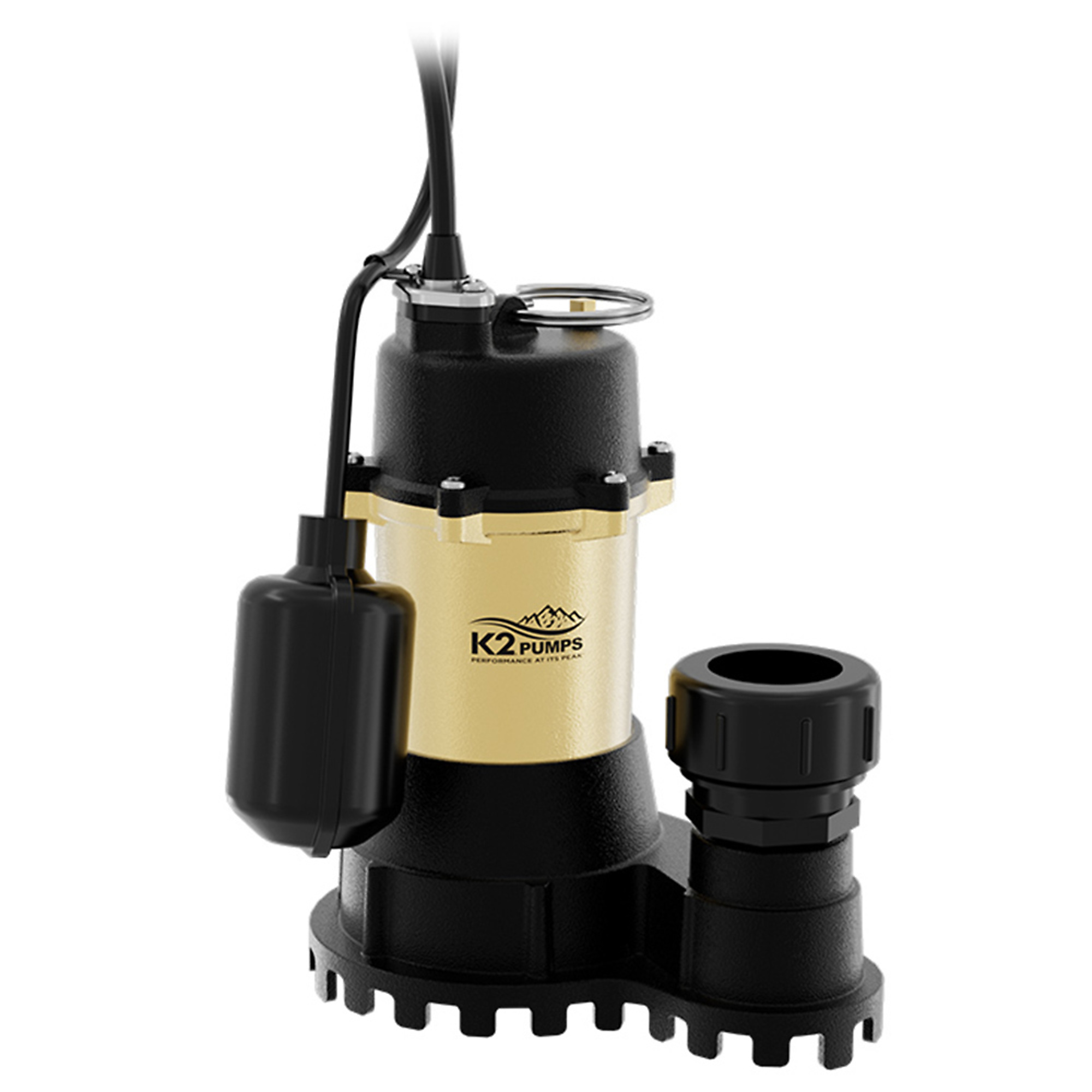 K2 1/3 HP Heavy-Duty Cast Iron Sump Pump - Tethered, Max. Flow 3800 GPH, Port Size 1.5 in, Model# SPI03303TPK